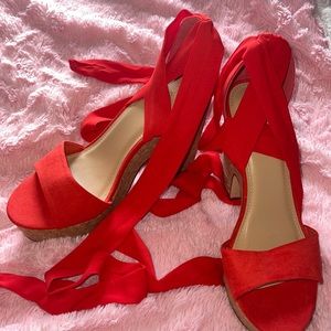 Shoe Dazzle lace up wedges